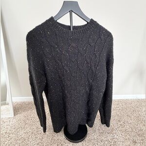 Confetti Yarn Black Cable Knit Sweater Size Small